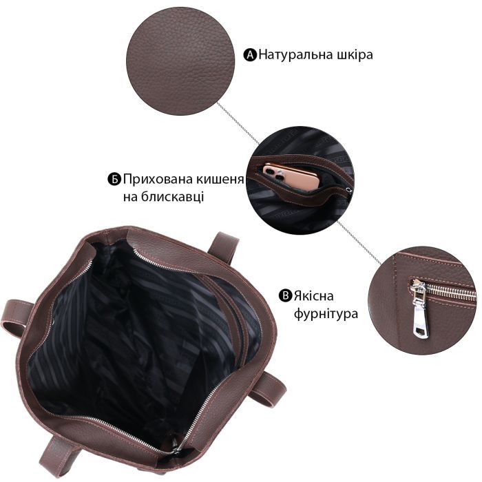 Сумка Shvigel Кожаная Коричневая (16363) изображение 4