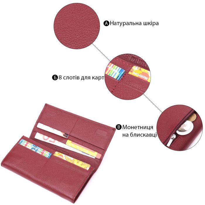 Кошелек ST Leather Из натуральной кожи Бордовый (22522) изображение 4