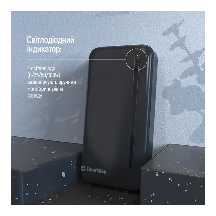 Батарея універсальна ColorWay 20 000 mAh Portable Charger (USB/QC3.0 + USB-C/PD/22.5W) Black (CW-PB200LPB4BK-PD) зображення 11