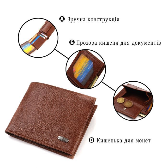 Гаманець Canpellini З натуральної шкіри Світло-коричневий (21765) зображення 4