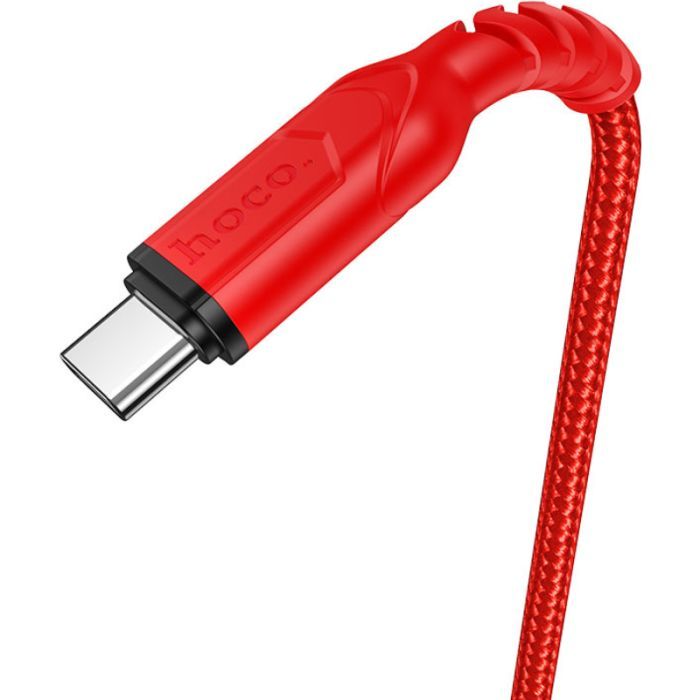 Дата кабель USB 2.0 AM to USB-C 1.0m 3A nylon X59 red HOCO (6931474744937) изображение 2