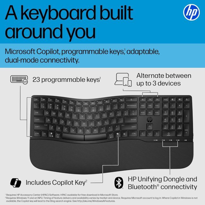 Клавиатура HP 680 Comfort Dual-Mode UA Black (8T6L8AA) изображение 2