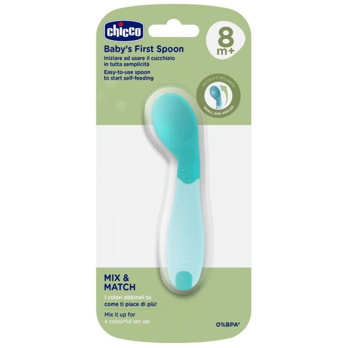 Набір дитячого посуду Chicco Ложка First Spoon 8 м+ (блакитна) (16100.20) зображення 2