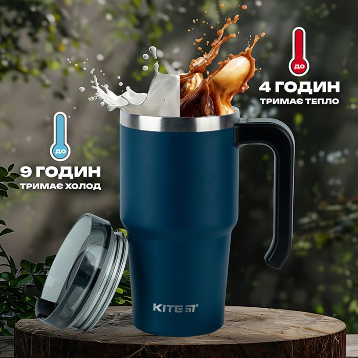Термокружка Kite з ручкою 600 мл чорна (K24-1207-1) изображение 9