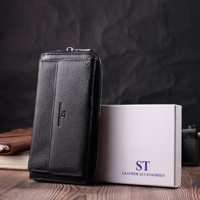 Гаманець ST Leather З натуральної шкіри Чорний (22529) зображення 10