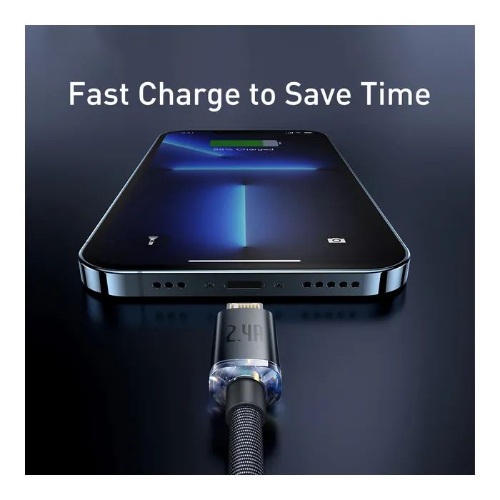 Дата кабель USB 2.0 AM to Lightning 1.2m 2.4A blue Baseus (CAJY000003) зображення 3