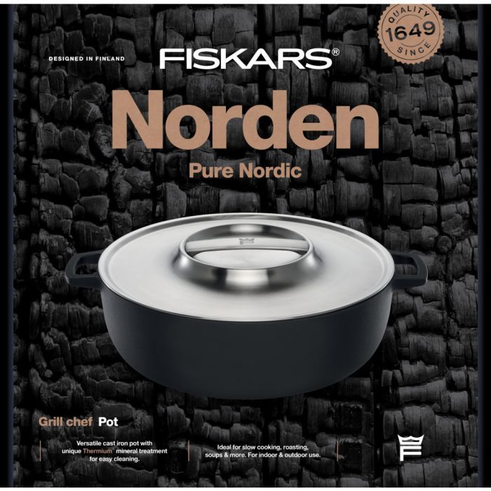 Каструля Fiskars Norden Grill з кришкою чавунна 6 л (1066430) зображення 8