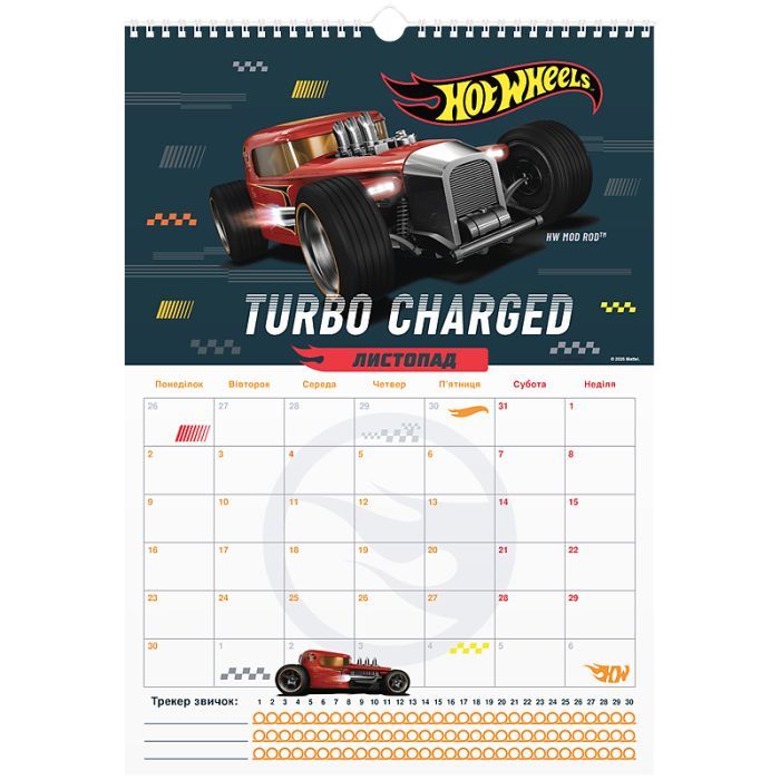 Календарь Kite планер настенный Hot Wheels 2026 год (HW26-440) изображение 12