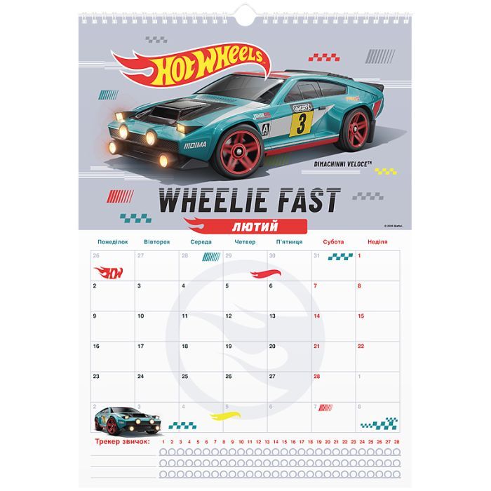 Календарь Kite планер настенный Hot Wheels 2026 год (HW26-440) изображение 3