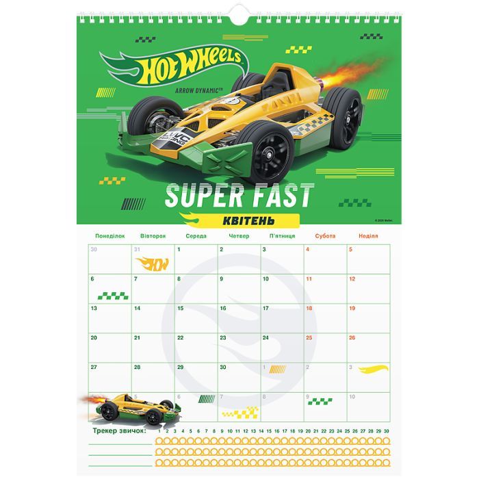 Календарь Kite планер настенный Hot Wheels 2026 год (HW26-440) изображение 5