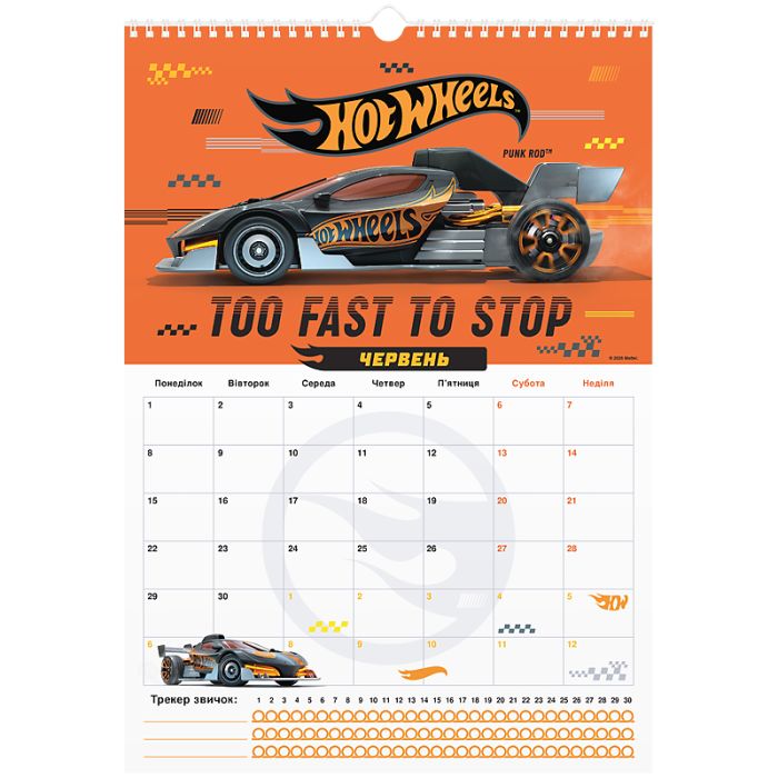 Календарь Kite планер настенный Hot Wheels 2026 год (HW26-440) изображение 7