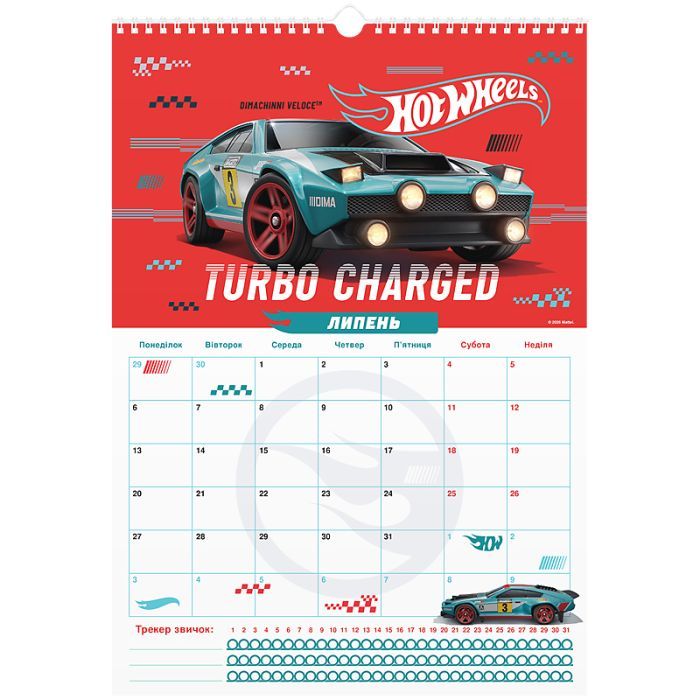 Календарь Kite планер настенный Hot Wheels 2026 год (HW26-440) изображение 8
