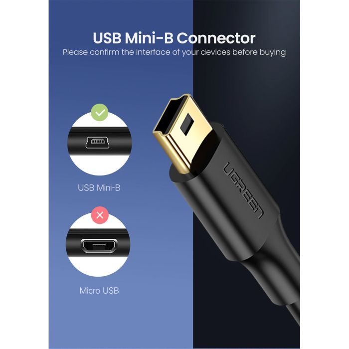 Дата кабель USB 2.0 AM to Mini 5P 0.5m black Ugreen (10354) изображение 4