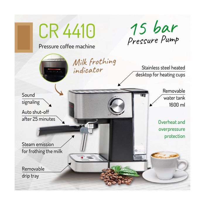 Ріжкова кавоварка еспресо Camry CR 4410 зображення 11