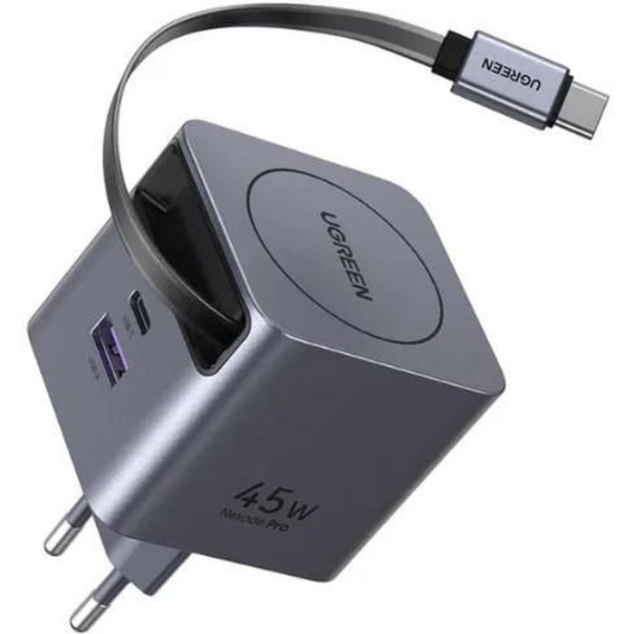 Зарядное устройство Ugreen USB-C PD45W GaN + cable USB-C to USB-C retractable (65822) изображение 2