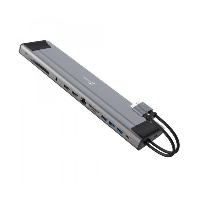 Порт-реплікатор J5create Dock-Station USB-C 10Gbps, 12-in-1 (слот M2 NVMe/хаб/HDMI/DP/PD/картрид/LAN) (JCD552-N)