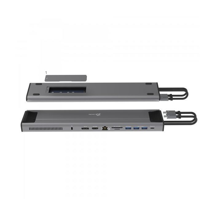 Порт-реплікатор J5create Dock-Station USB-C 10Gbps, 12-in-1 (слот M2 NVMe/хаб/HDMI/DP/PD/картрид/LAN) (JCD552-N) зображення 2