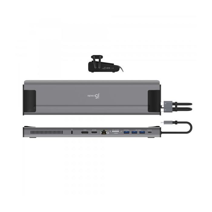 Порт-реплікатор J5create Dock-Station USB-C 10Gbps, 12-in-1 (слот M2 NVMe/хаб/HDMI/DP/PD/картрид/LAN) (JCD552-N) зображення 3