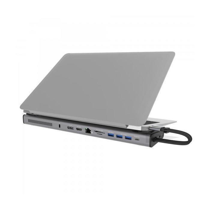 Порт-реплікатор J5create Dock-Station USB-C 10Gbps, 12-in-1 (слот M2 NVMe/хаб/HDMI/DP/PD/картрид/LAN) (JCD552-N) зображення 4