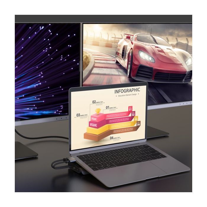 Порт-реплікатор J5create Dock-Station USB-C 10Gbps, 12-in-1 (слот M2 NVMe/хаб/HDMI/DP/PD/картрид/LAN) (JCD552-N) зображення 7