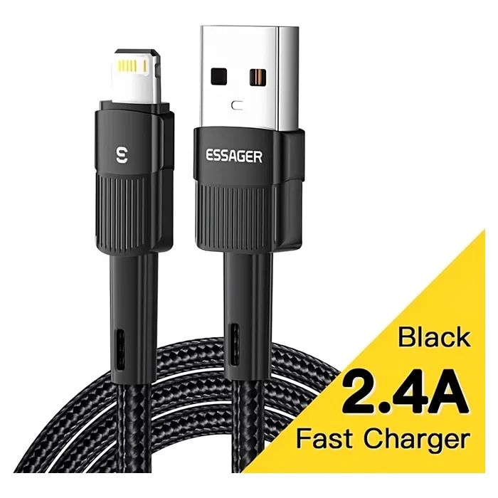 Дата кабель USB 2.0 AM to Lightning 1.0m 2.4A black Essager (EXCL-XC01)