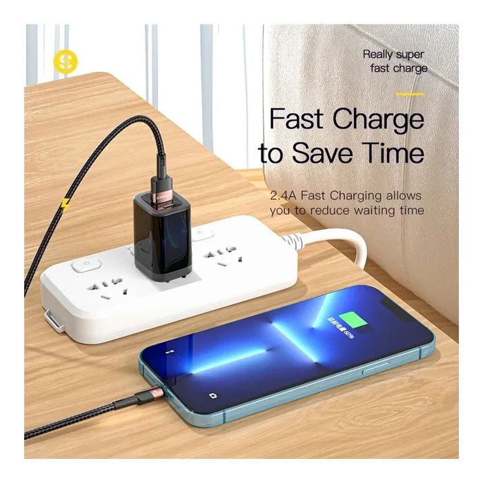 Дата кабель USB 2.0 AM to Lightning 1.0m 2.4A black Essager (EXCL-XC01) изображение 3