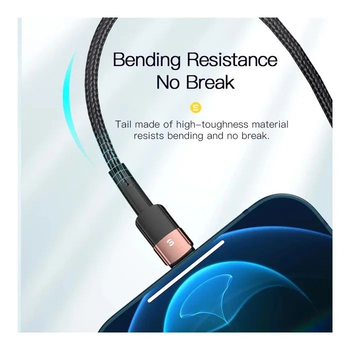 Дата кабель USB 2.0 AM to Lightning 1.0m 2.4A black Essager (EXCL-XC01) изображение 6