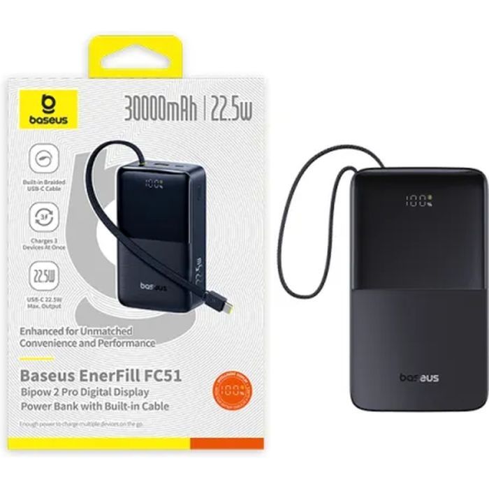 Батарея универсальная Baseus EnerFill FC51 Bipow2 Pro 30000mAh 22,5W build cab.USB-C black (E0028100) изображение 5