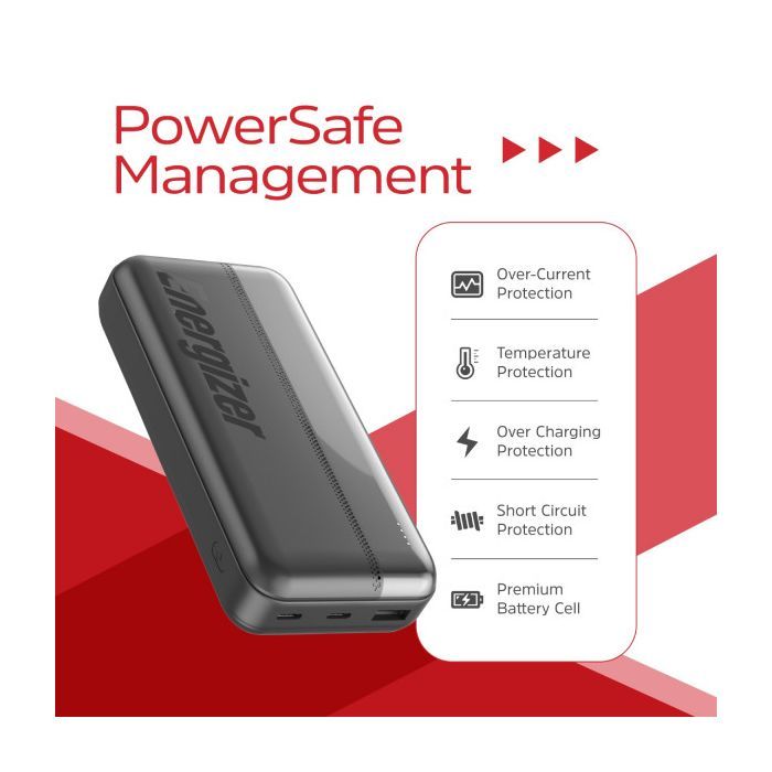 Батарея універсальна Energizer 20000mAh 15W, USB-А, 2*USB-C, Black (UE20050CC) зображення 9