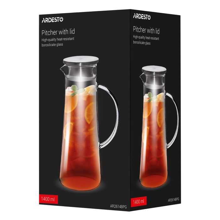Глечик Ardesto 1400мл, боросилікатне скло, прозорий (AR2614BPG) зображення 4