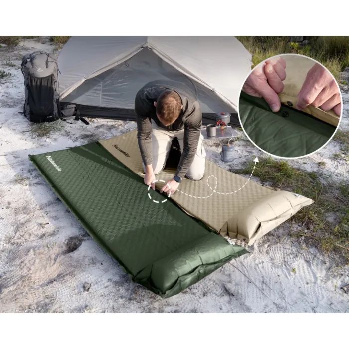 Туристический коврик Naturehike CNK2450WS020, самонадувний, 200х63х10 см, темно-зелений (6927595712733) изображение 4