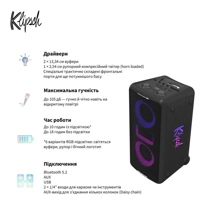 Акустическая система Klipsch Miami Party speaker Black (1073417) изображение 11