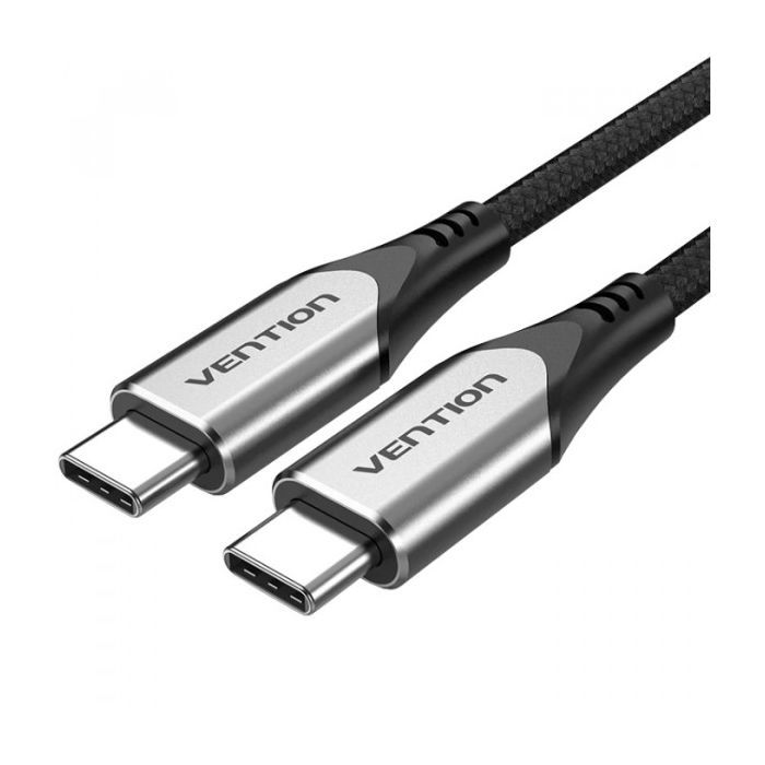 Дата кабель USB-C to USB-C 0.5m 60W USB 3.1 cotton braided Vention (TAAHD)