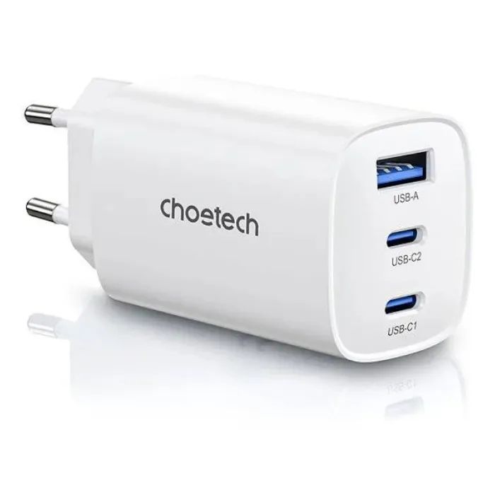 Зарядное устройство Choetech 2xUSB-C + 1xUSB PD65W GaN (PD9006)