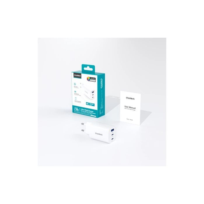 Зарядное устройство Choetech 2xUSB-C + 1xUSB PD65W GaN (PD9006) изображение 2