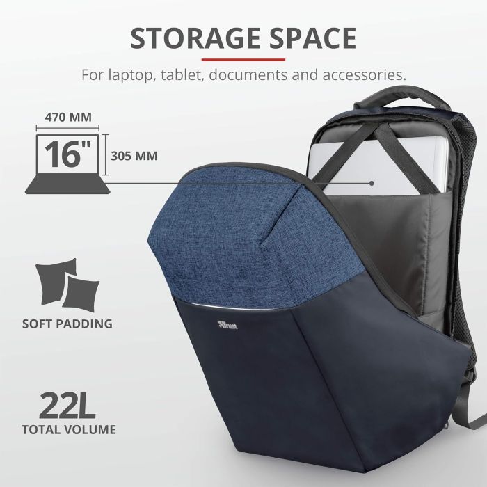 Рюкзак для ноутбука Trust 16", Nox Anti-theft Blue (23307_TRUST) изображение 8