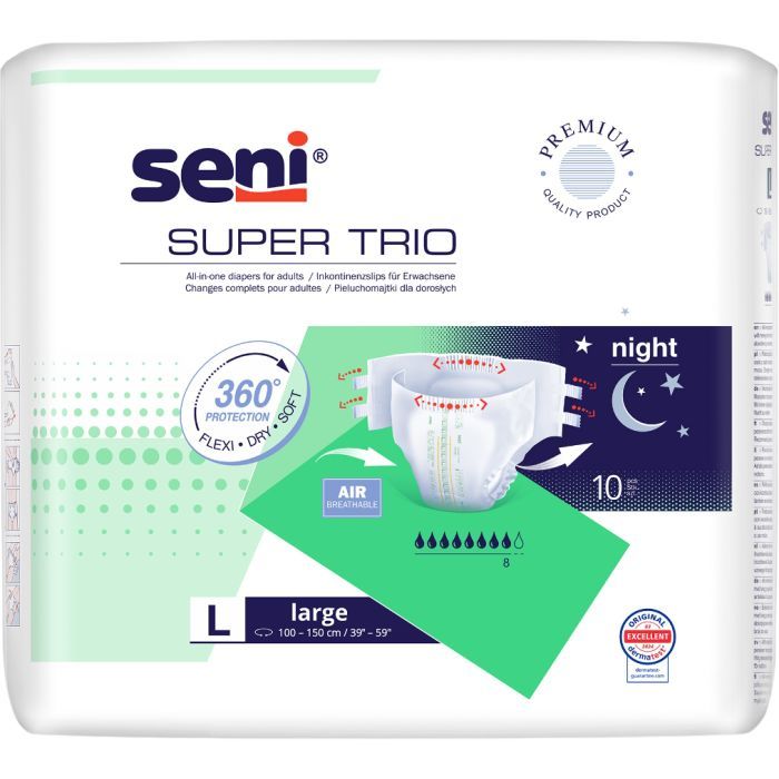 Подгузники для взрослых Seni Super Trio Large 100-150 см 10 шт (5900516803483)