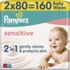 Детские влажные салфетки Pampers Sensitive 2 x 80 шт(160 шт) (8006530135252) изображение 2