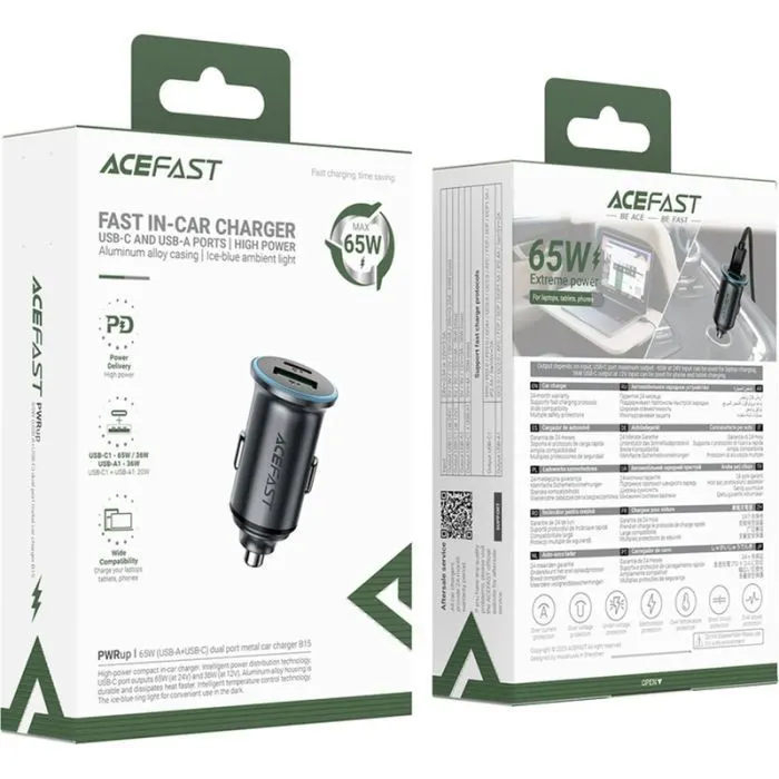 Зарядное устройство Acefast 1xUSB-C PD65W + 1xUSB black (6974316284963) изображение 5