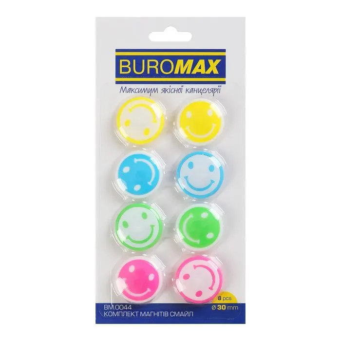 Магнит Buromax набор SMILE, 8 шт 30 мм (BM.0044)
