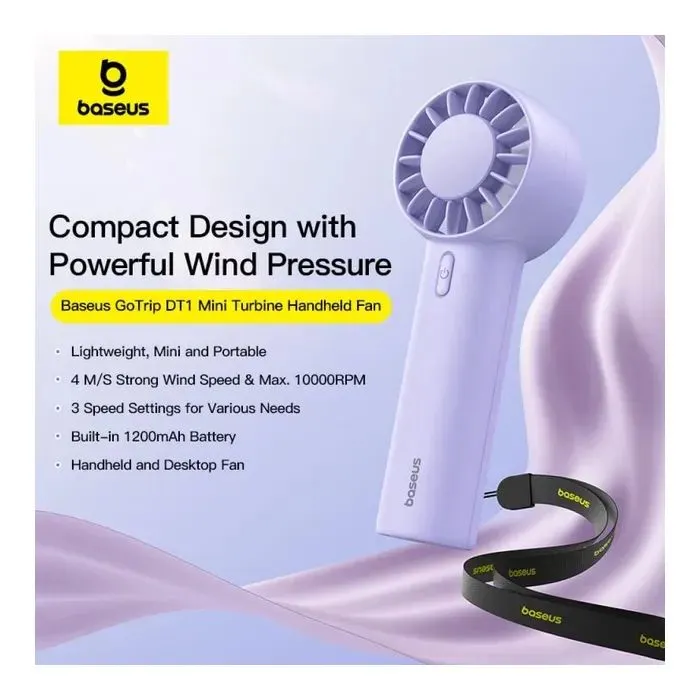 Вентилятор Xiaomi Baseus GoTrip-DT1 Nebula Purple (BASEUS-DT1) зображення 7