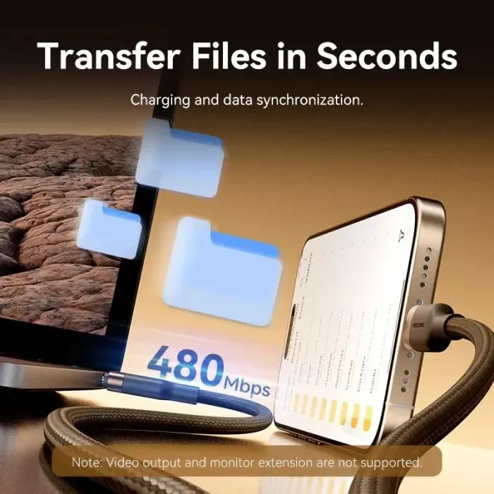 Дата кабель USB-C to USB-C 1.0m 5A magnetic aluminum alloy titanium gold Vention (TSAJF) изображение 3