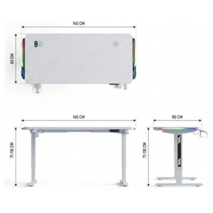 Комп'ютерний стіл GT Racer TY-1456 White (TY-1456 (140x60x71-116) White) зображення 3
