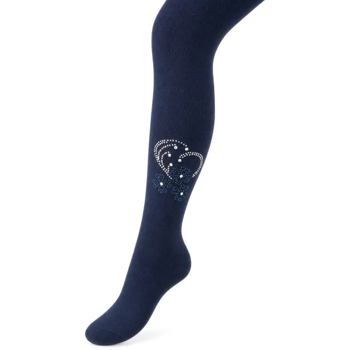 Колготки детские BNM с цветами из страз (M0C0302-1183-11G-blue)