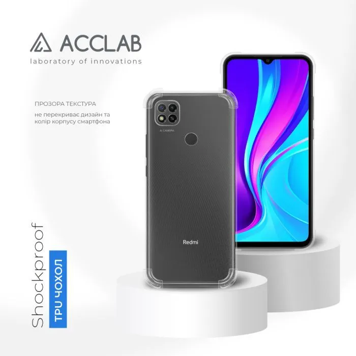 Чохол до мобільного телефона ACCLAB ShockProof Xiaomi Redmi 9C Transparent (1283126554117) зображення 4
