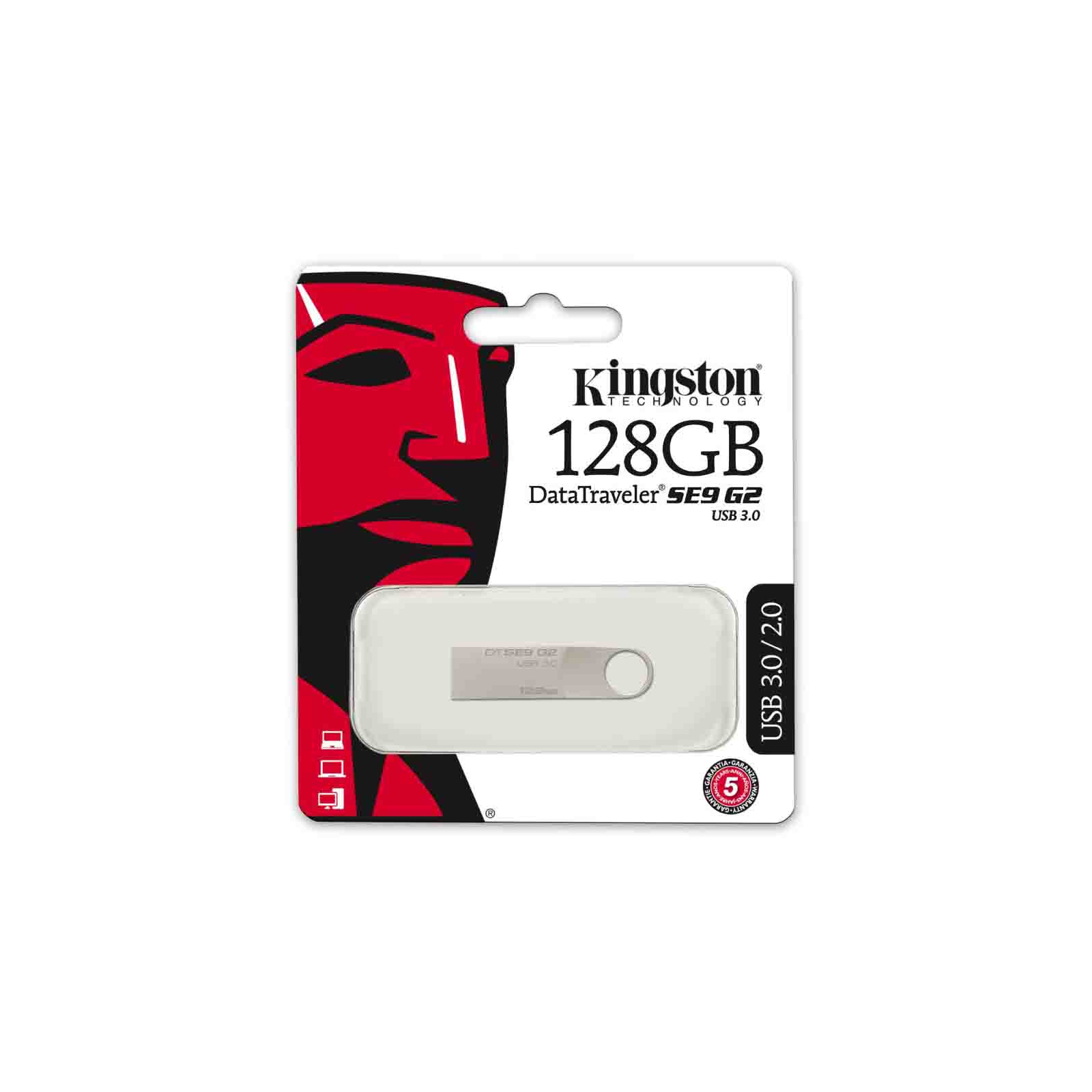 USB флеш накопитель Kingston 128Gb DataTraveler SE9 G2 USB 3.0 (DTSE9G2/128GB) изображение 4