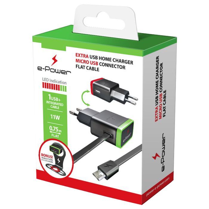 Зарядное устройство E-power 2 * USB 2.1A + смарт кабель (EP722HAS)
