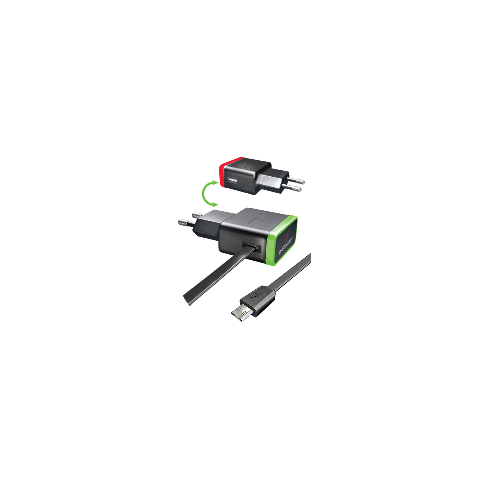 Зарядное устройство E-power 2 * USB 2.1A + смарт кабель (EP722HAS) изображение 2