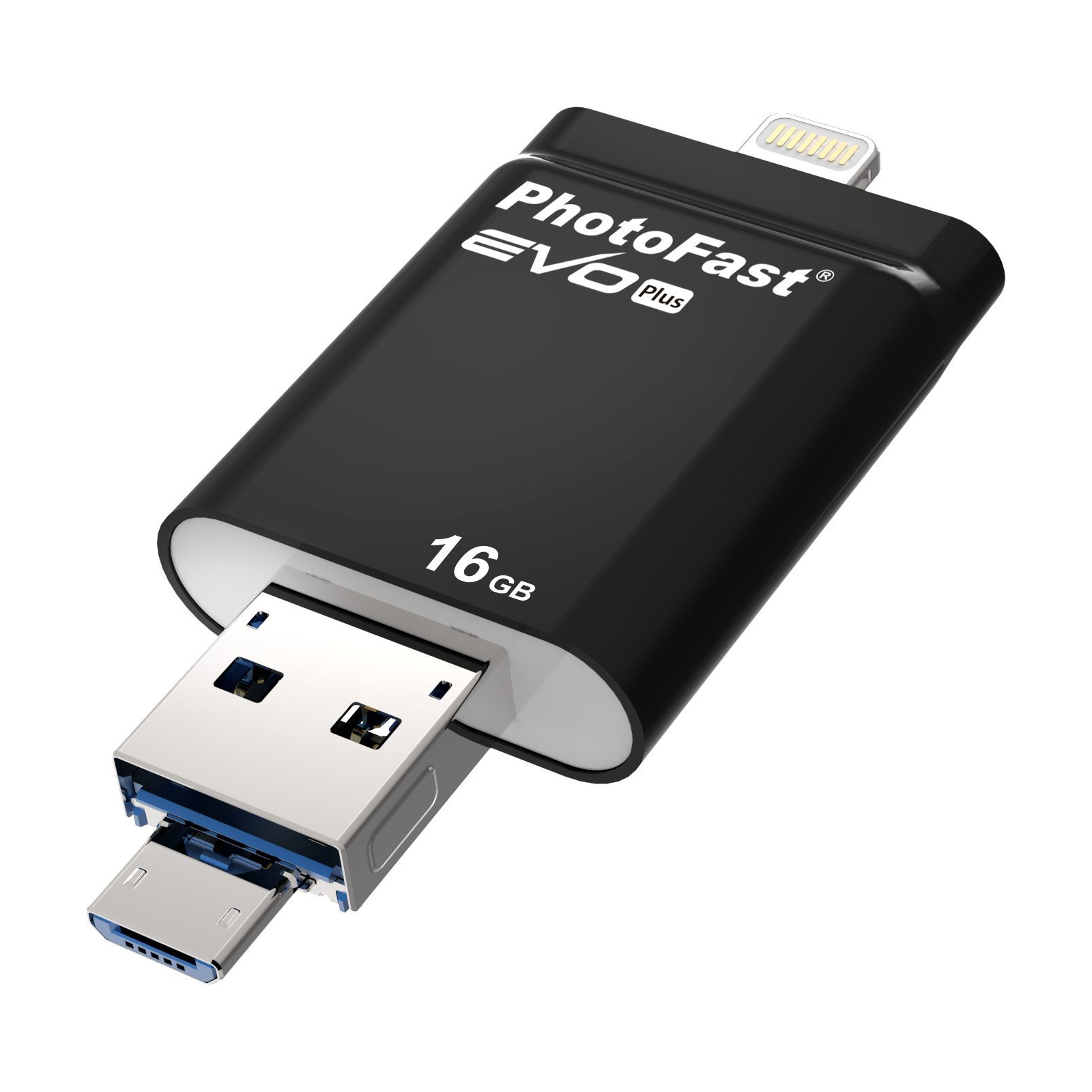 USB флеш накопичувач PhotoFast 16GB i-FlashDrive EVO Plus Black USB- 3.0microUSB/Lightning (EVOPLUS16GB)