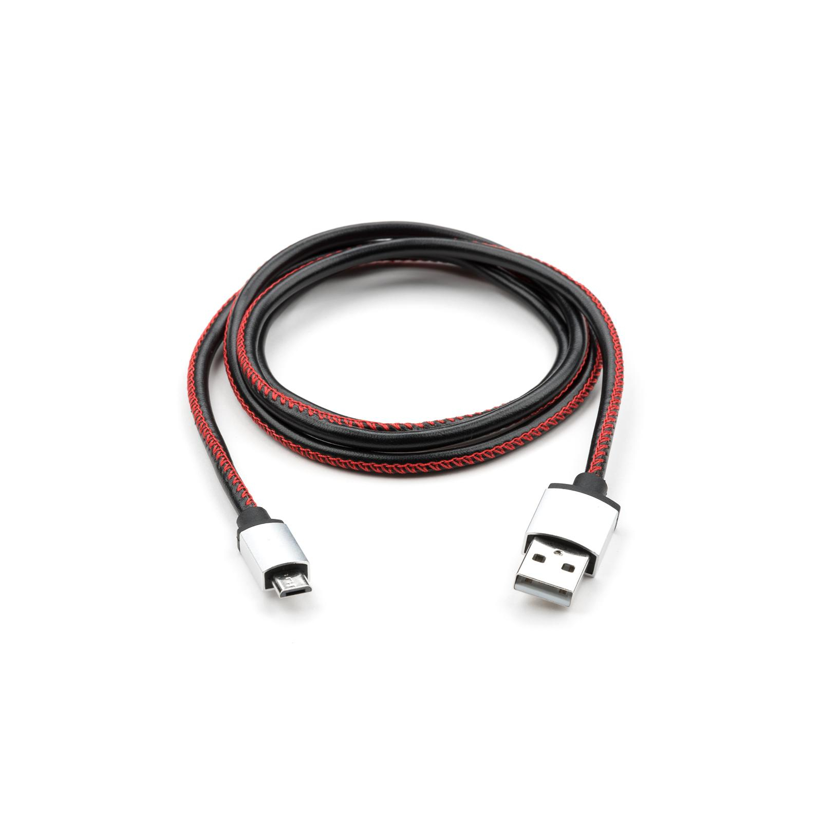 Дата кабель USB 2.0 AM to Micro 5P 1m pu leather black Vinga (VCPDCMLS1BK) зображення 2